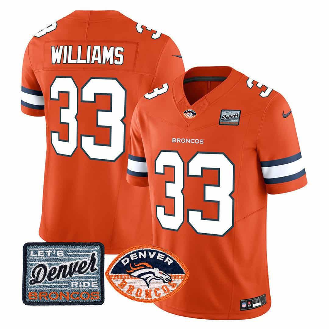 Men Denver Broncos #33 Williams Orange 2024 Nike Logo Patch Limited NFL Jersey